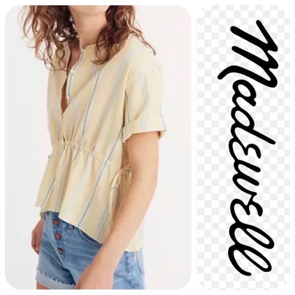 Madewell shirt blouse lot s xs yellow coral blouse Atlantic stripe Swiss dot - Picture 2 of 16